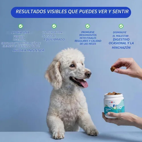 Vista 3 de Probióticos y prebióticos masticables para perros para la salud digestiva