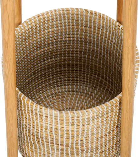 Vista 4 de SAFAVIEH Couture Collection Abellina - Perchero de madera maciza natural con cesta de almacenamiento