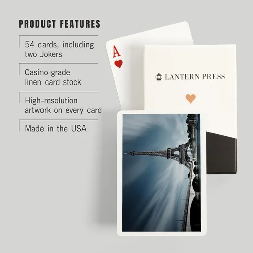 Vista 3 de Lantern Press París, Francia, Torre Eiffel (52 cartas de juego, baraja de cartas de tamaño póquer con comodines)