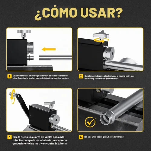 Vista 5 de Herramienta Abocardadora de Tubos Extendidos Mejorada, Herramienta Manual de Rodillo Abocardador de Tubería para Tuberías de Admisión e Intercooler