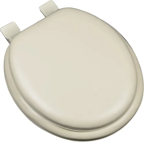 Vista 10 de 6Q1E2-01 Asiento de inodoro suave premium con núcleo de madera incluye bisagra Vari-Adjust Lok-Down Release 'N' Clean, alargada, hueso