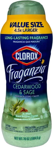 Vista 18 de Clorox Fraganzia Cristales Potenciadores de Aroma para Lavandería en Aroma de Madera de Cedro y Salvia - Perlas Perfumadas Frescas para el Lavado