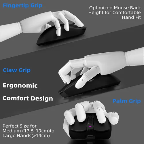 Vista 4 de MANBASNAKE AJAZZ AJ139 PRO - Mouse inalámbrico para juegos, mouse ligero para juegos de computadora con sensor PixArt PAW3395, 26,000 DPI, 6 botones