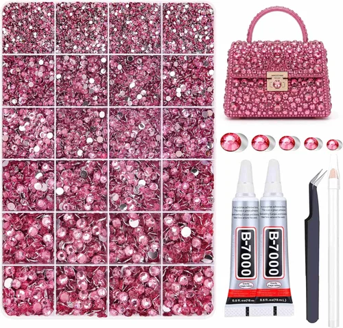 Vista 10 de 27000PCs Resin Rhinestones Kit, 2-6mm Crystal Diamond Gems with Picker Pencil, Tweezer & 2 Glue Bottles, Flatback Rhinestone Set for Diamond