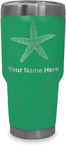 Vista 25 de LaserGram 20oz Vacuum Insulated Tumbler Mug, Starfish, Personalized Engraving Included (Black)