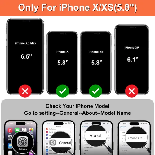 Vista 2 de iCoverCase Compatible con iPhone X/XS Wallet Funda para teléfono con tarjetero y correa para la muñeca de piel sintética con función atril a prueba
