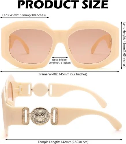 Vista 7 de Gafas de sol de marco cuadrado grueso para mujer, gafas de sol irregulares de moda vintage