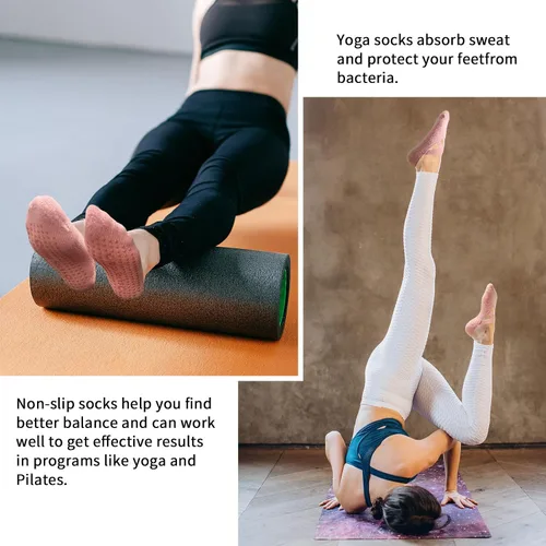Vista 4 de Lolyer Pilates Grip Socks Yoga Socks with Grips for Women, Non Slip Grip Socks for Women Pilates, Sticky Socks for Hospital
