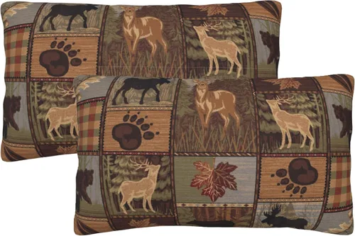 Vista 9 de Juego de 2 fundas de almohada cuadradas de 18 x 18 pulgadas, estilo retro, natural, cabaña, cisne, pez, pato, decoración para el hogar, sofá, fundas