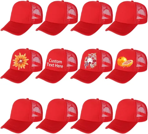 Vista 17 de Ultrafun Paquete de 12 sombreros de camionero de verano de malla sublimación en blanco, gorras de béisbol ajustables para hombres y mujeres