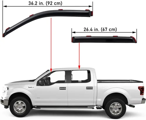 Vista 3 de Lightronic Viseras de ventana de ventilación automática con clip extra duraderas, se adapta a Ford F-150 2009-2014, F-150 SVT Raptor 2010-2014
