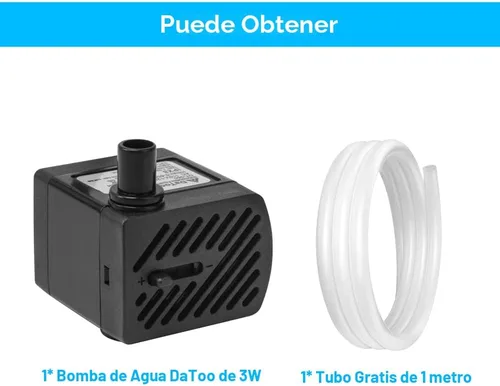 Vista 7 de DaToo 50 gal/hr 3W Bomba de agua sumergible pequeña Bomba de fuente mini ultra silenciosa para acuario, tanque de peces, estanque, estatua, cultivos