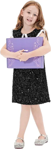 Vista 4 de Vestido de lentejuelas brillantes para niñas, vestidos de fiesta de princesa para niñas pequeñas, traje de cumpleaños, vestidos para ocasiones