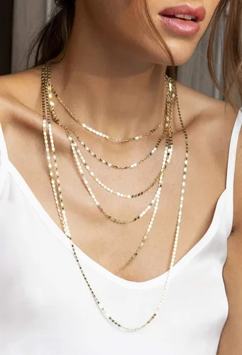 Vista 4 de Miabella 18K Gold Over 925 Sterling Silver Italian Sparkle Mirror Link Chain Necklace for Women Teen Girls Made in Italy