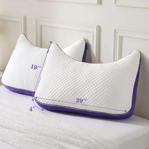 Vista 8 de HOMELAB Almohada curvada de espuma viscoelástica triturada ajustable, tamaño Queen de 29 x 19 pulgadas, diseño de media luna de gran