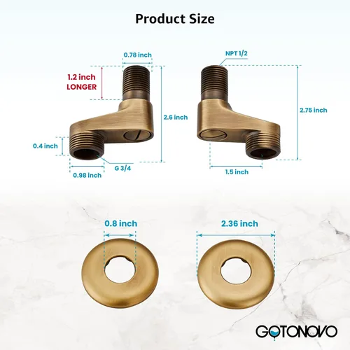 Vista 6 de gotonovo Adaptador de bañera Clawfoot de 3-3/8 pulgadas, brazos oscilantes ajustables para grifo de cocina, bañera, baño, ducha, juego de grifos