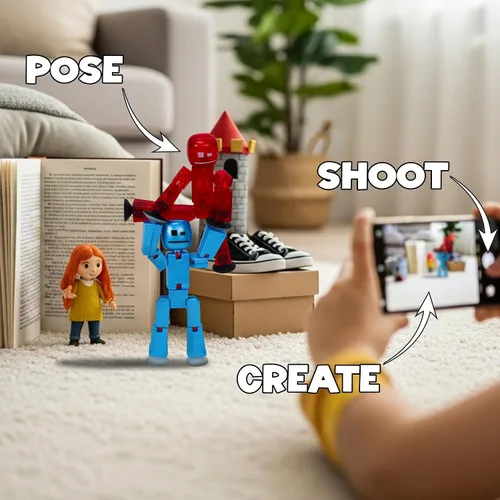 Vista 3 de Zing StikBot - Paquete doble de StarFrost Blue & Comet Red – 2 figuras de acción coleccionables posables, juguete de animación con ventosa