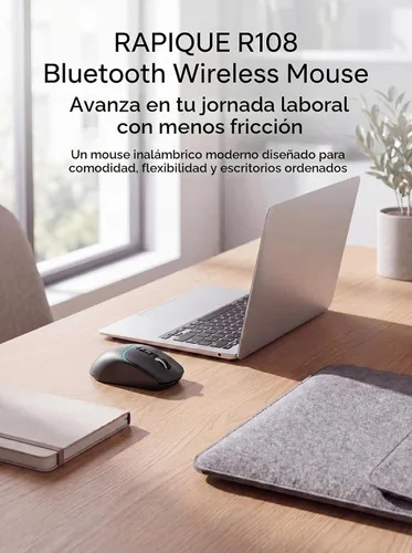 Vista 2 de RAPIQUE Ratón inalámbrico Bluetooth dual y receptor USB de 2.4 GHz, 4 niveles de DPI (1000-3200), recargable tipo C, clic silencioso, mouse compacto