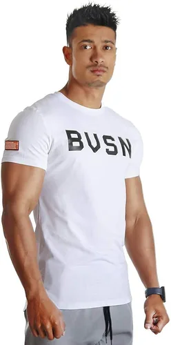 Vista 3 de BVSN - Camiseta para hombre, diseño de musculación, fitness, manga corta, para entrenamiento