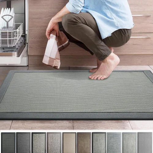 Vista 8 de iCustomRug Tapete ergonómico antifatiga, para estar cómodo de pie en la cocina, baño, estación de trabajo, tapete de espuma viscoelástica de 39 x 20