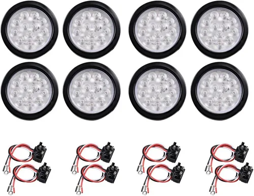 Vista 15 de Kit de tapones de cableado con cubierta de hule para luz trasera LED redonda de 4", 12 ledes, para RV, camioneta