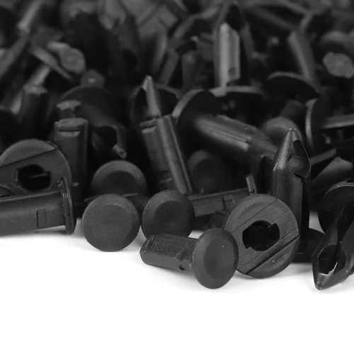 Vista 7 de 100 Uds remaches de parachoques de coche negro plástico clips sujetadores coche cuerpo plástico empuje Pin remache