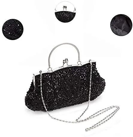 Vista 4 de Simcat Bolso de mano grande con cuentas de lentejuelas y flores