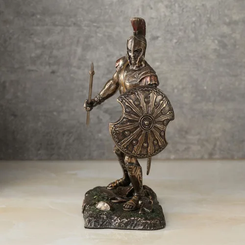 Vista 7 de Veronese Design Aquiles Rage Trojan War Hero Achilleus Holding Lanza y Escudo Estatua