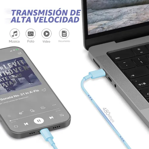 Vista 5 de Cargador para iPhone de carga rápida, paquete de 20 W, tipo C, bloque de carga rápida con [10 pies y 6 pies] USB C a cable Lightning compatible