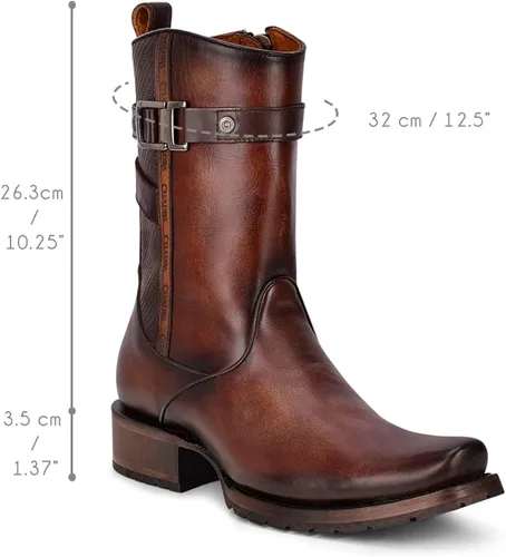 Vista 7 de CUADRA Botas urbanas para hombre en piel bovina con cremallera marrón, Marrón
