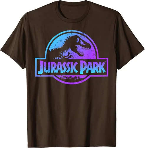 Vista 8 de Jurassic Park Camiseta de manga corta con logotipo Fossil azul y morado Negro