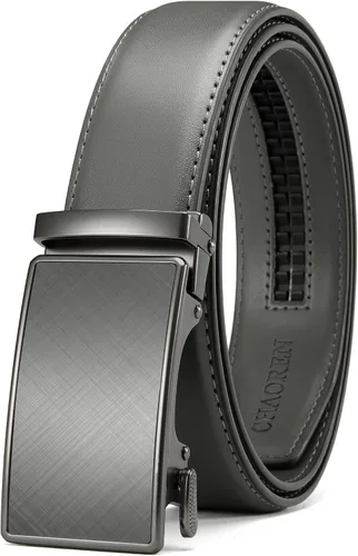 Vista 13 de CHAOREN - Cinturón para hombre - Cinturón de trinquete de cuero de 1 3/8 pulgadas para pantalones de vestir - Cinturón micro ajustable que se adapta
