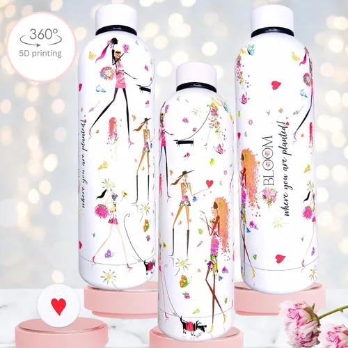 Vista 5 de Fun Chic - Botella de agua motivacional de 24 onzas para mujer, acero inoxidable, citas inspiradoras, regalo femenino, bebida eléctrica para niña