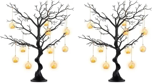 Vista 20 de NUPTIO Árbol Artificial Negro de Halloween: 22.8 pulgadas de Alto Exhibidor de Ornamentos Navideños Árboles Falsos Manzanita Ramas Decorativas