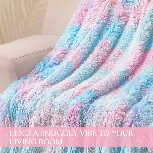 Vista 5 de Exclusivo Mezcla Manta de Cama Mullida de Piel Sintética Tamaño King, Mantas Reversibles Shaggy de Vellón Sherpa Teñido Tie Dye, Mantas Mullidas