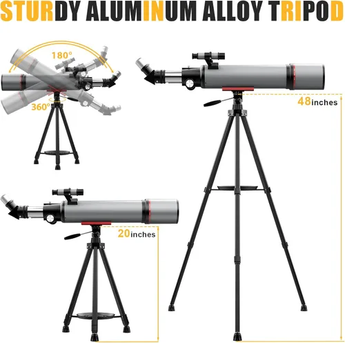 Vista 10 de Telescopios de 3.543 in para astronomía de adultos, telescopios de alta