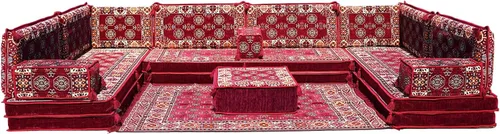 Vista 33 de arabicsofa Sofás seccionales en U hechos a mano – Asientos tradicionales en el suelo estilo Jalsa árabe