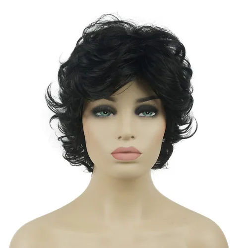 Vista 18 de Lydell Pelucas cortas y onduladas de 6 pulgadas, cabello sintético completo, estilo clásico (12TT26 marrón claro con reflejos)