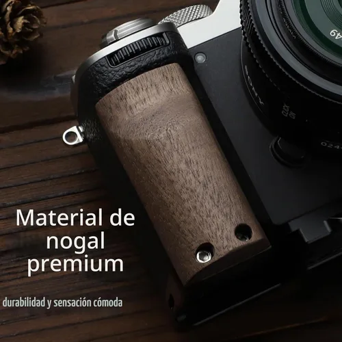 Vista 5 de Haoge Mango lateral de madera para cámara Sony A7CR a7cii, empuñadura, agarre de soporte en forma de L con placa de liberación rápida Arca
