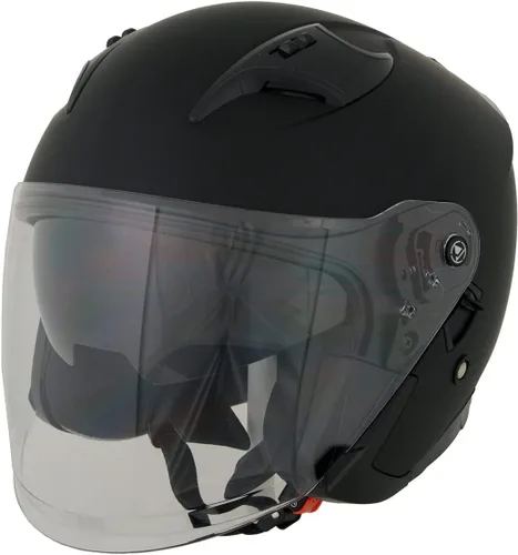 Vista 8 de Milwaukee Performance Helmets MPH9805DOT Shift Open Face 3/4 Matte Black Helmet Biker w/ Drop Down Visor