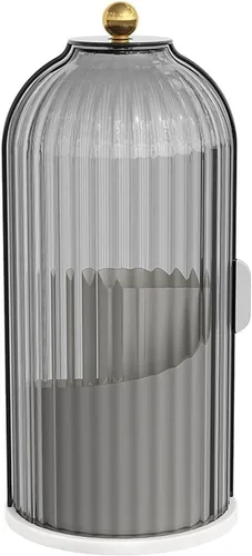Vista 8 de Organizador de cuidado de la piel, organizador giratorio de 360 grados para brochas de maquillaje con tapa, organizador de brochas de maquillaje