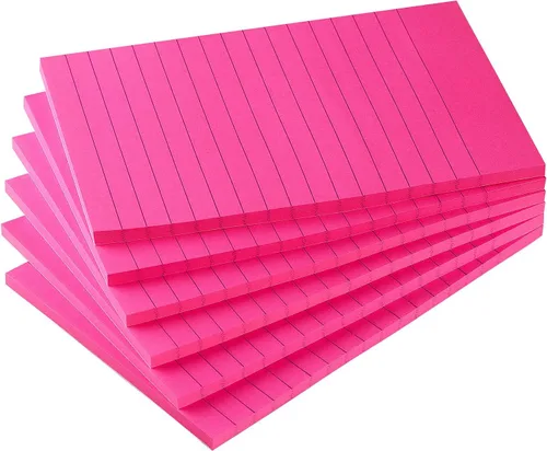 Vista 14 de Early Buy - Blocs de notas adhesivas con líneas 4x6, notas autoadhesivas de 6 colores brillantes, 6 blocs, 45 hojas/bloc
