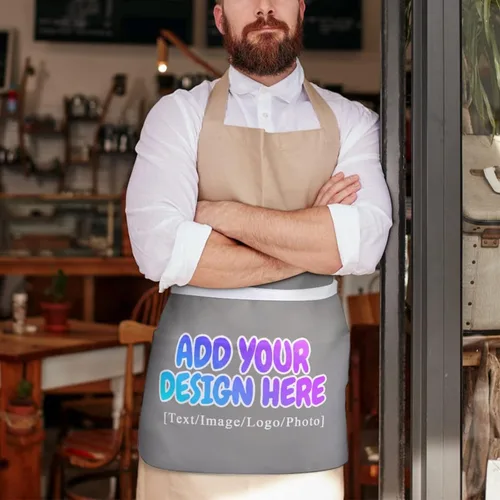 Vista 290 de AXKEUDO Delantal personalizado con bolsillos, delantales de cintura para camarera para cocinar en casa, restaurante, servir trabajo