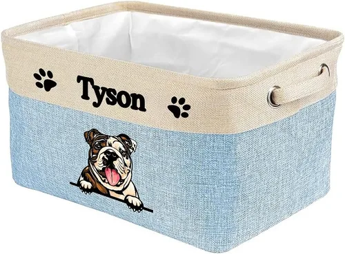 Vista 13 de Cesta de almacenamiento plegable personalizada con un bonito perro Bulldog inglés, plegable, de tela resistente, cubo de almacenamiento para Gris