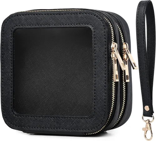 Vista 27 de Pinkmik Pequeña bolsa de maquillaje, mini estuche transparente para maquillaje y neceser con cremallera, organizador de bolsos para mujer