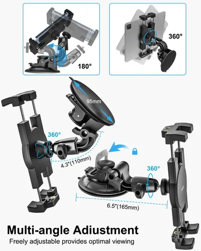 Vista 4 de Soporte de tableta resistente para coche/camión – [Ventosa superventosa] Soporte de tableta de parabrisas con adaptador de tornillo de 1/4 pulgadas