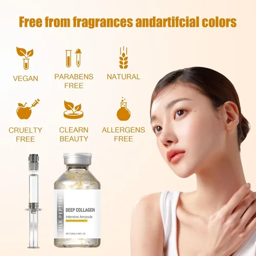 Vista 4 de 2 unidades de suero de ampolla de péptido de seda de colágeno profundo, esencia facial coreana antienvejecimiento, hidratante reafirmante