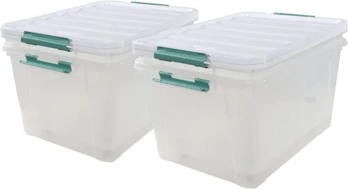 Vista 2 de Contenedores de almacenamiento grandes de 85 cuartos con ruedas/cierres/tapas, caja de plástico transparente