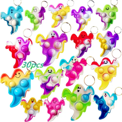 Vista 4 de 100 piezas Ghost Pop It Llavero Silicona Halloween Niños Stress Toys H1-3