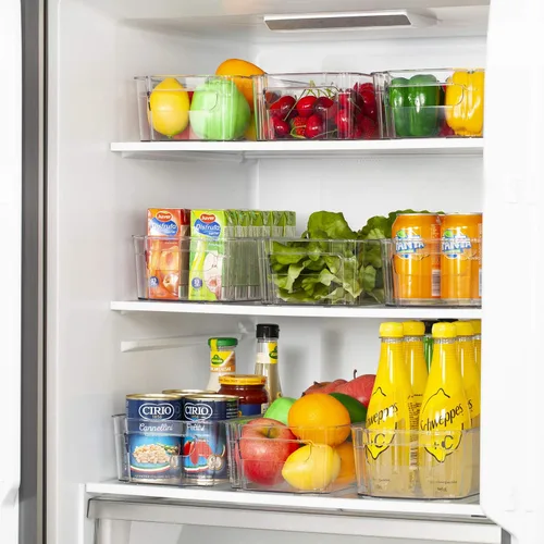 Vista 4 de HOOJO Organizadores de refrigerador y almacenamiento - 10 contenedores de plástico transparente para refrigerador, congelador, armario de cocina